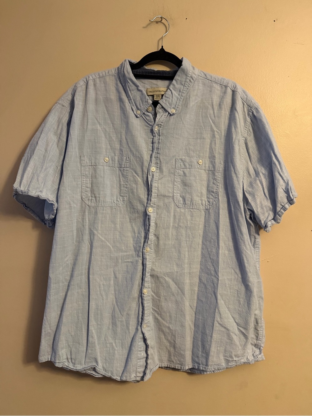 Casual Light Blue Short-Sleeve Button-Down Shirt - Men